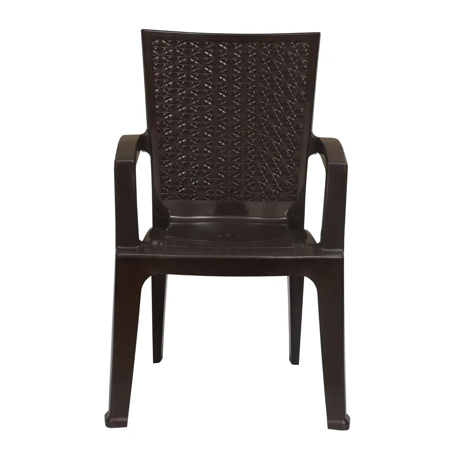 Nilkamal CHR2225 Chairs and Mystique Glass Top Coffee Table Plastic Outdoor Set (Weather Brown & Season Rust Brown)