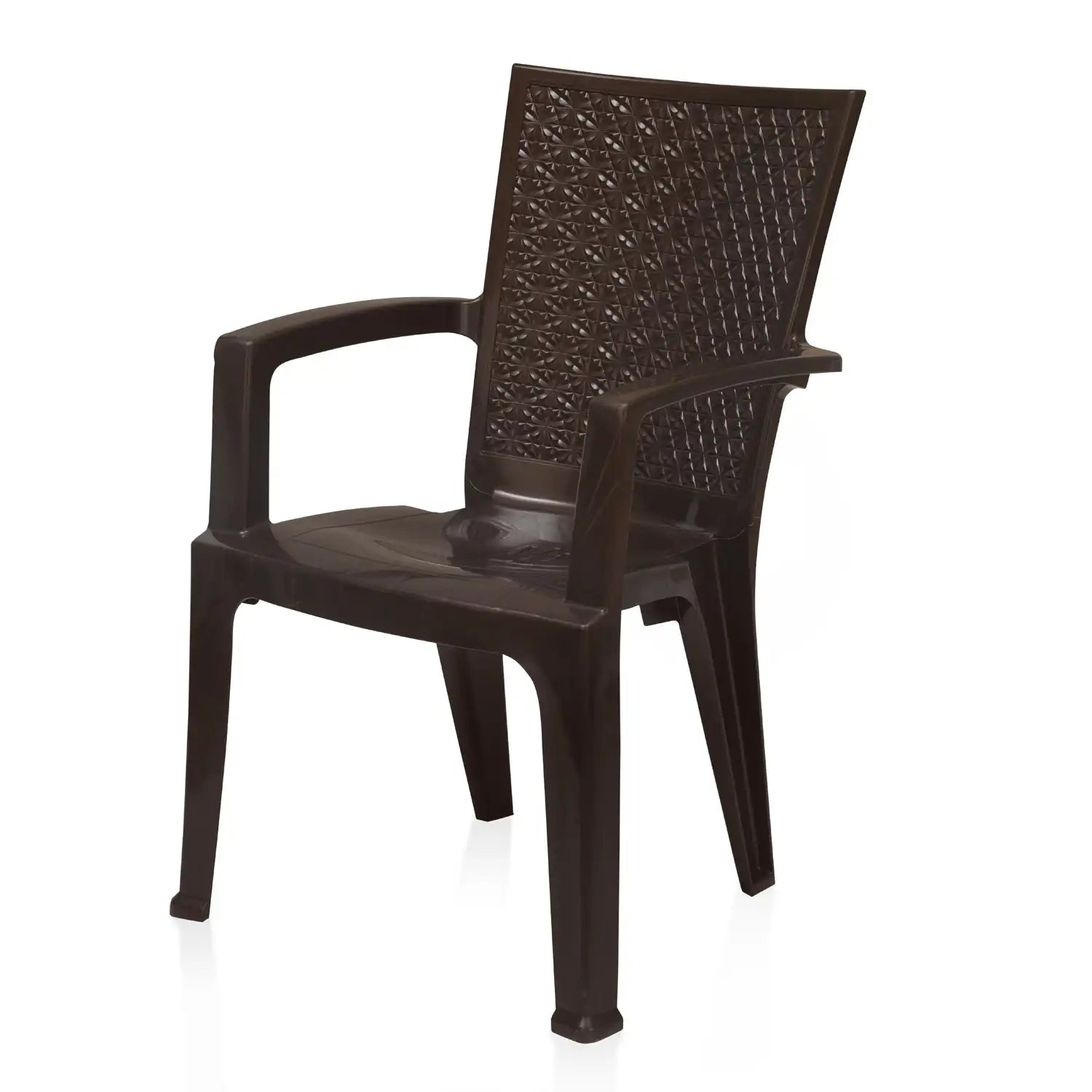 Nilkamal CHR2225 Chairs and Mystique Glass Top Coffee Table Plastic Outdoor Set (Weather Brown & Season Rust Brown)