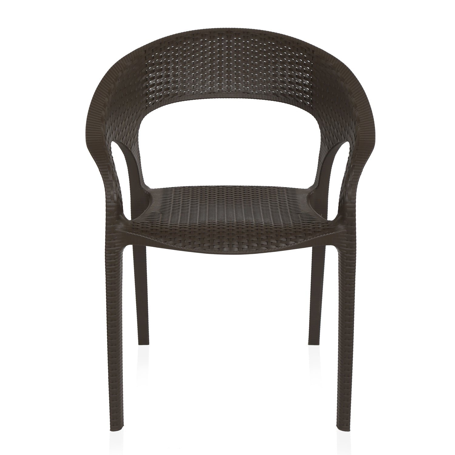 Nilkamal Club Chairs and Mystique Glass Top Coffee Table Plastic Outdoor Set (Season Rust Brown)