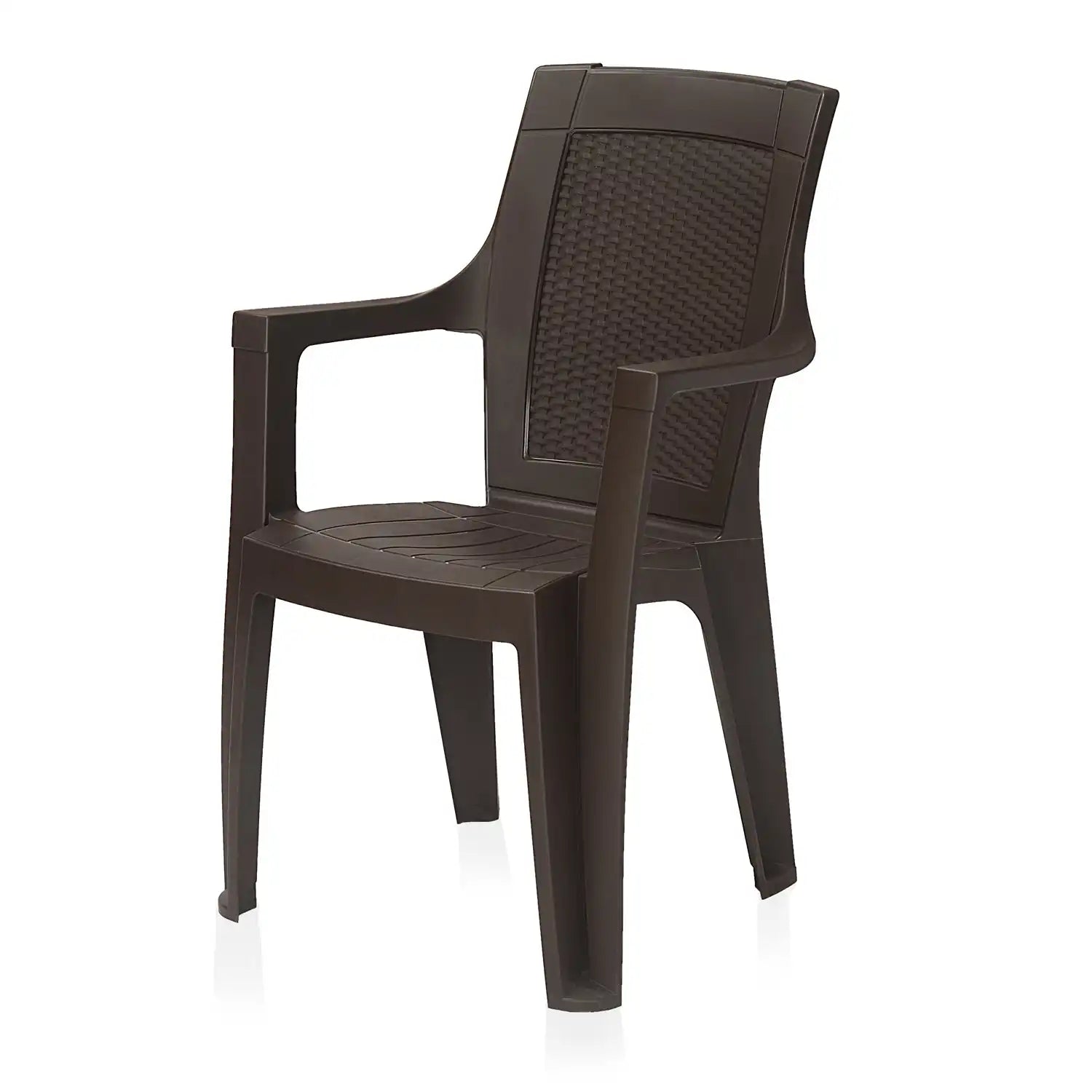 Nilkamal Mystique Plastic Outdoor Set with 4 Chairs and 1 Table (Season Rust Brown)
