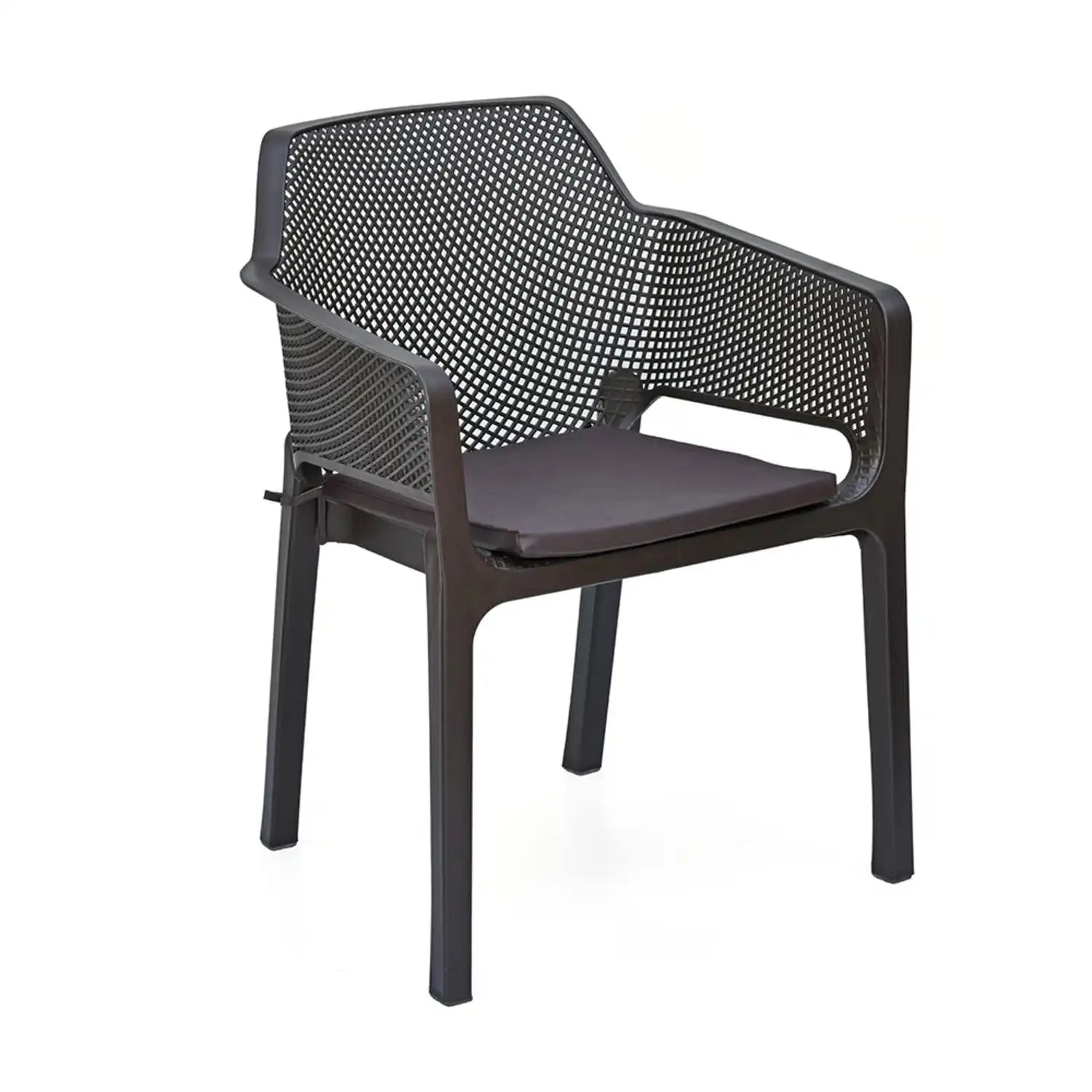 Nilkamal Captain Chairs and Glass Top Coffee Table Plastic Outdoor Set (Season Rust Brown & Weather Brown)