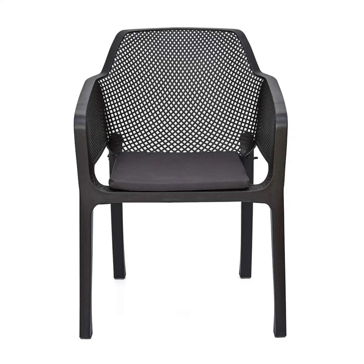 Nilkamal Captain Chairs and Glass Top Coffee Table Plastic Outdoor Set (Season Rust Brown & Weather Brown)