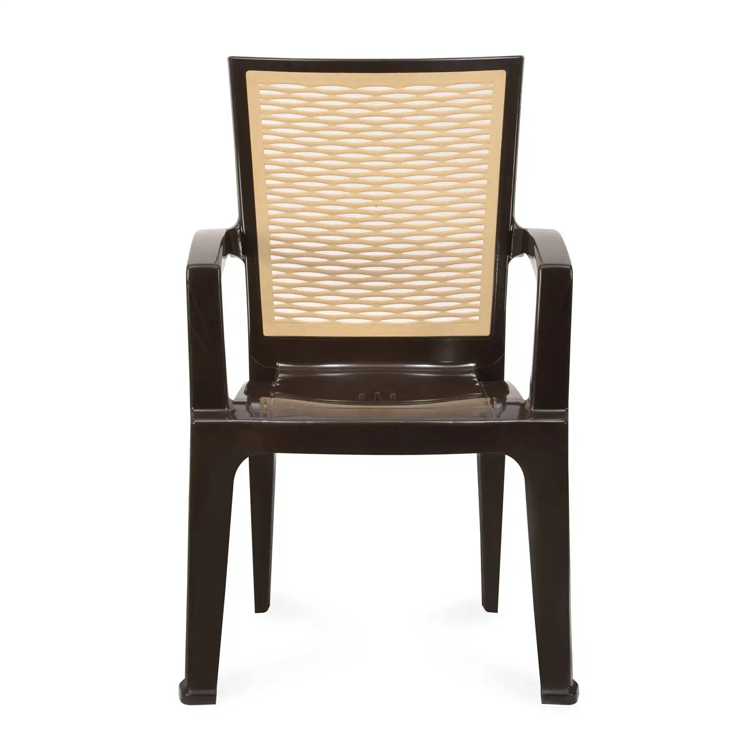 Nilkamal CHR2226 Chairs and Glass Top Coffee Table Plastic Outdoor Set (Season Rust Brown/Biscuit & Weather Brown)