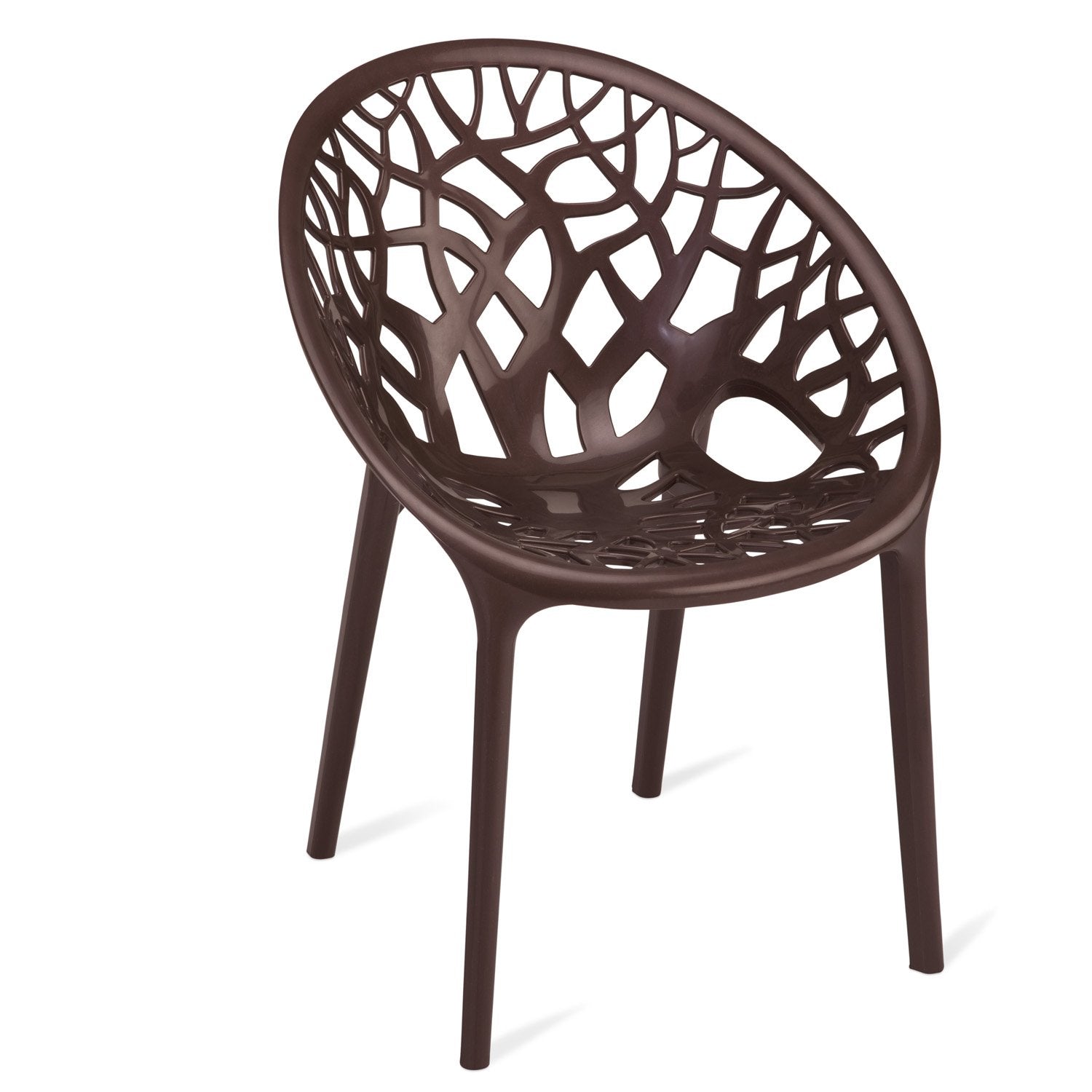 Nilkamal Crystal Chairs and Glass Top Coffee Table Plastic Outdoor Set (Weather Brown)