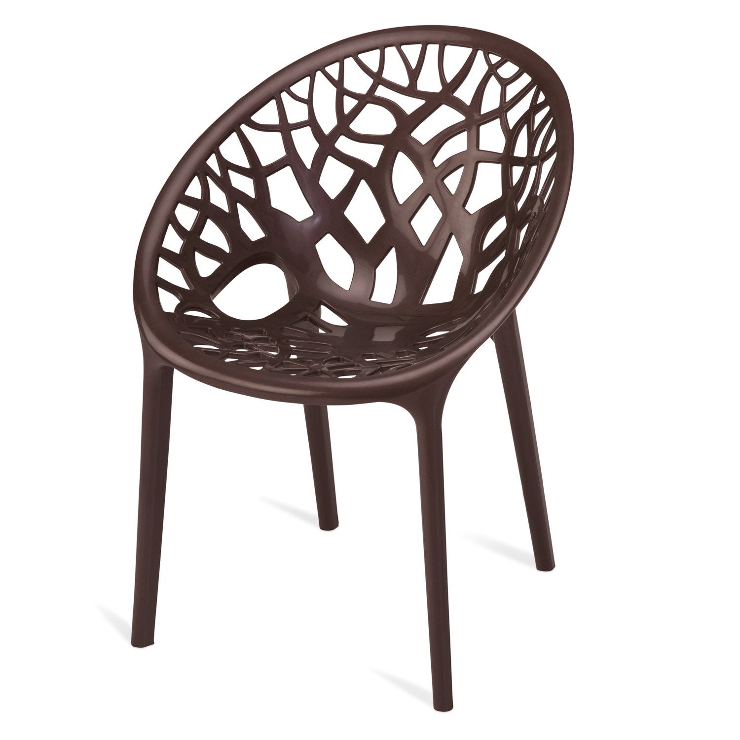 Nilkamal Crystal Chairs and Glass Top Coffee Table Plastic Outdoor Set (Weather Brown)