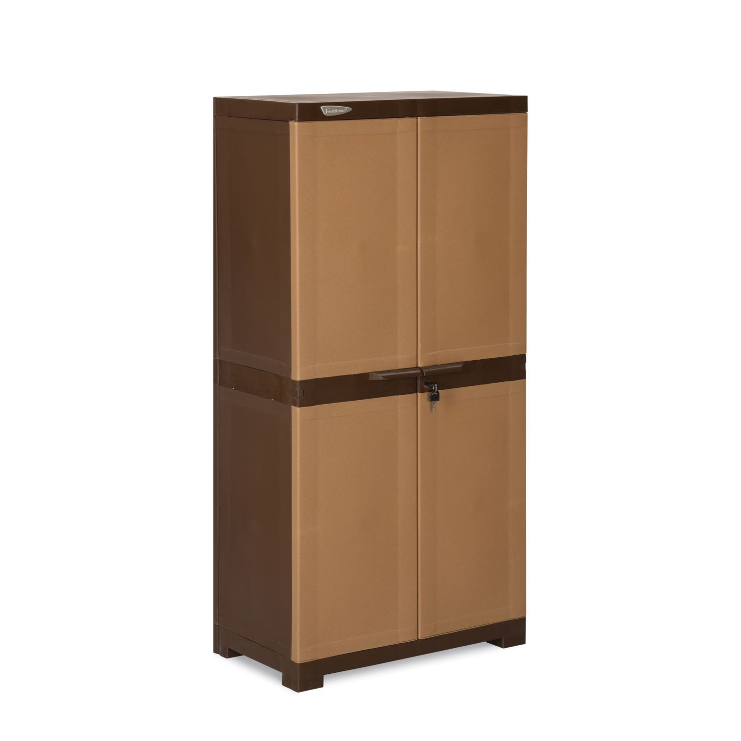 Nilkamal Freedom Mini Medium (FMM) Plastic Cabinet/Bookshelf (Sandy & Dark Brown)