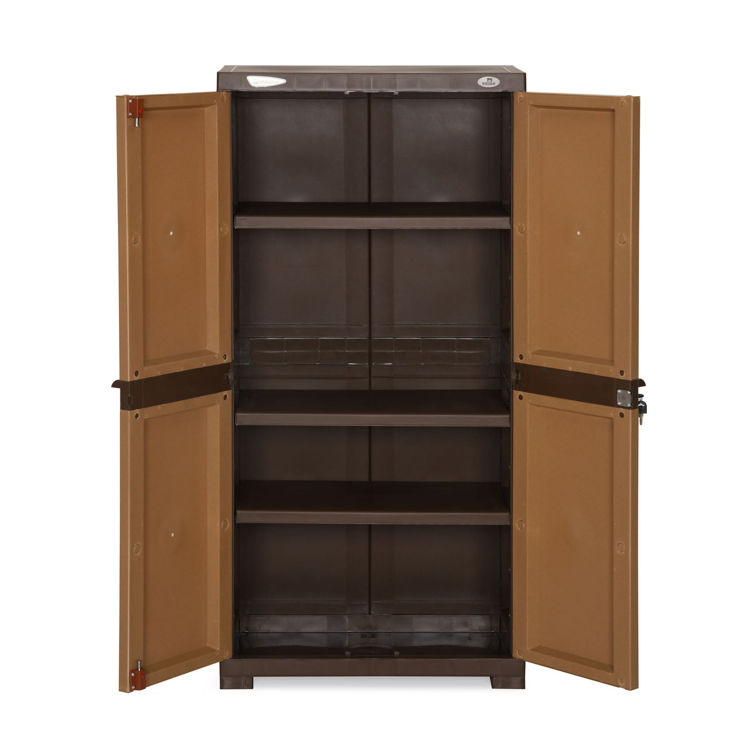 Nilkamal Freedom Mini Medium (FMM) Plastic Cabinet/Bookshelf (Sandy & Dark Brown)