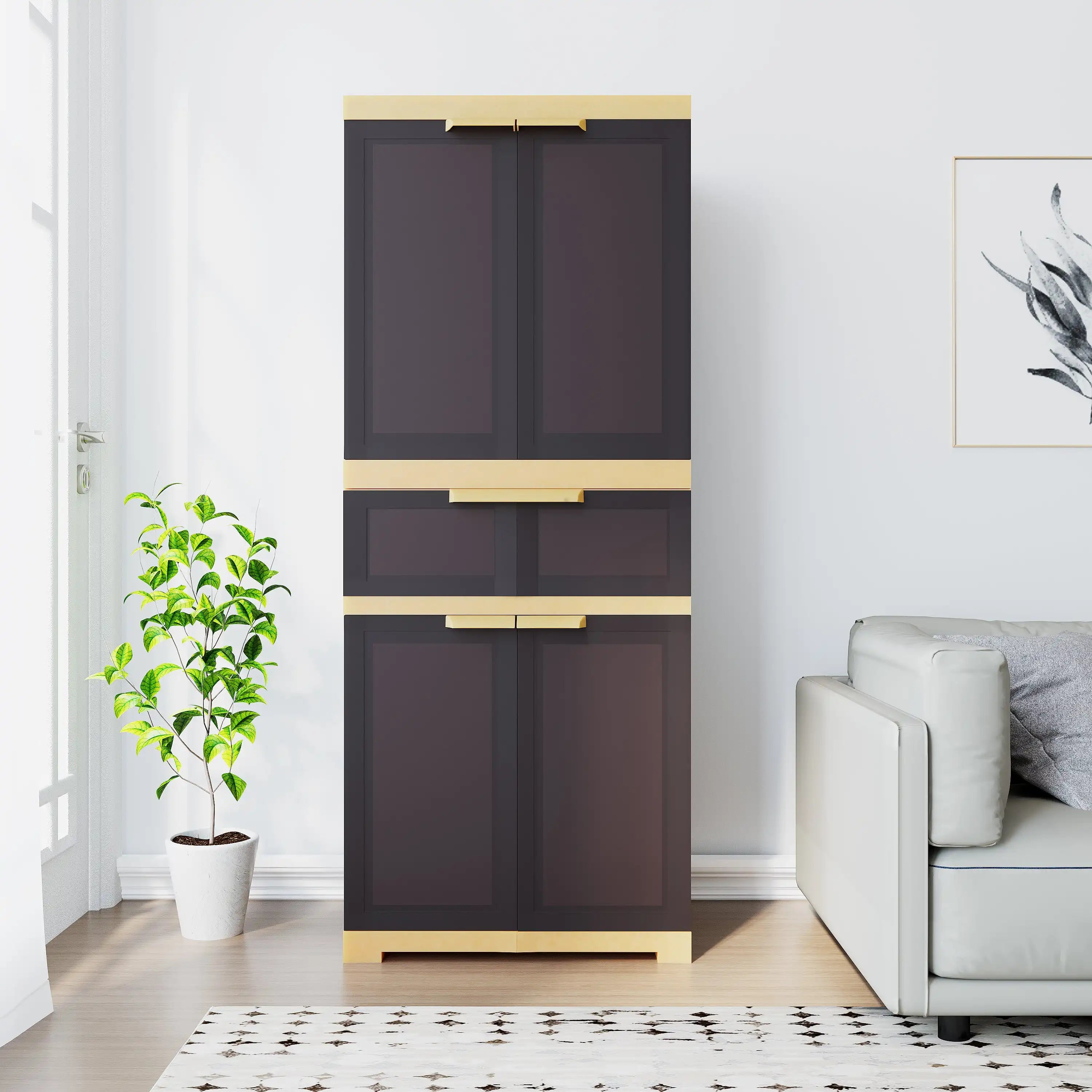 Nilkamal Freedom FMDR 1C Plastic Cabinet with 1 Drawer (Brown & Biscuit)