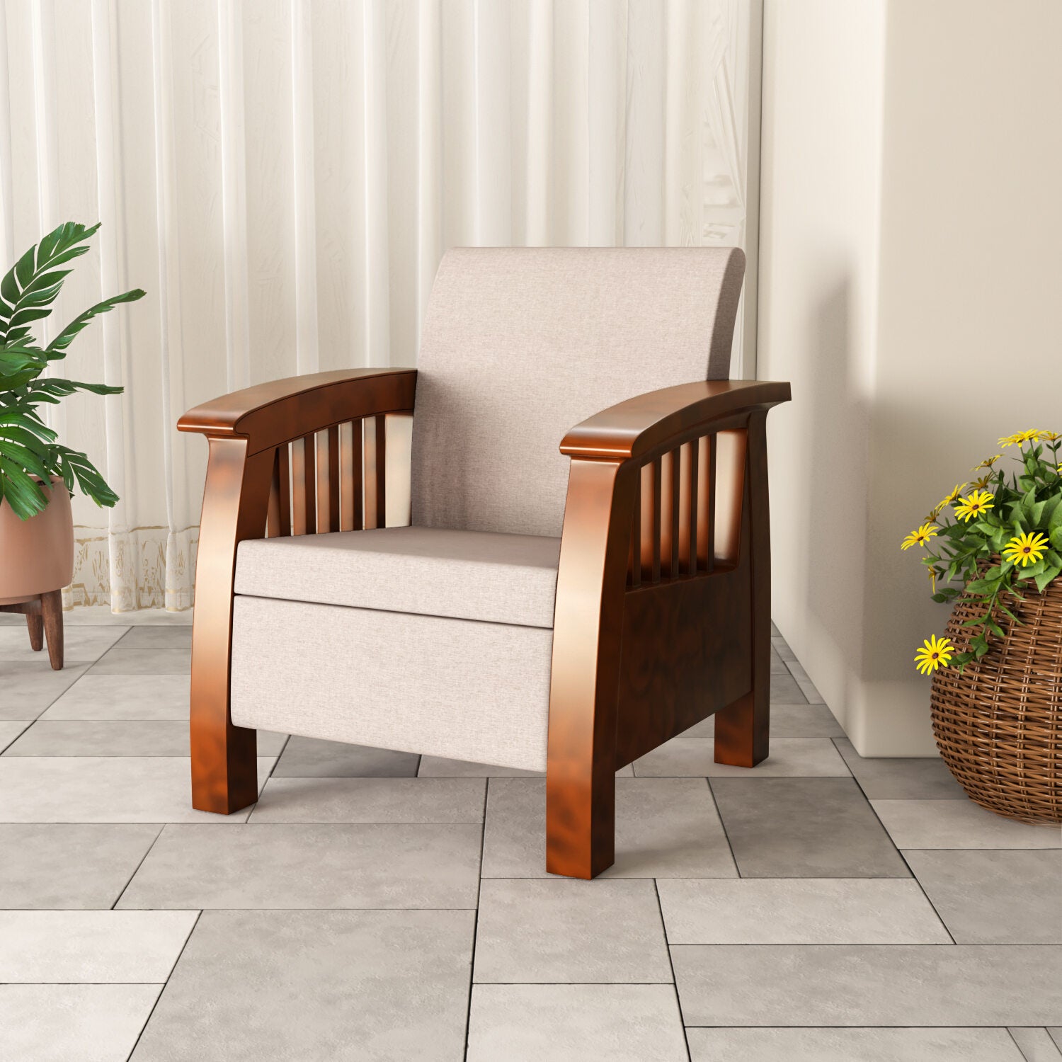 Nilkamal Aspire 1 Seater Plastic Sofa (Walnut)