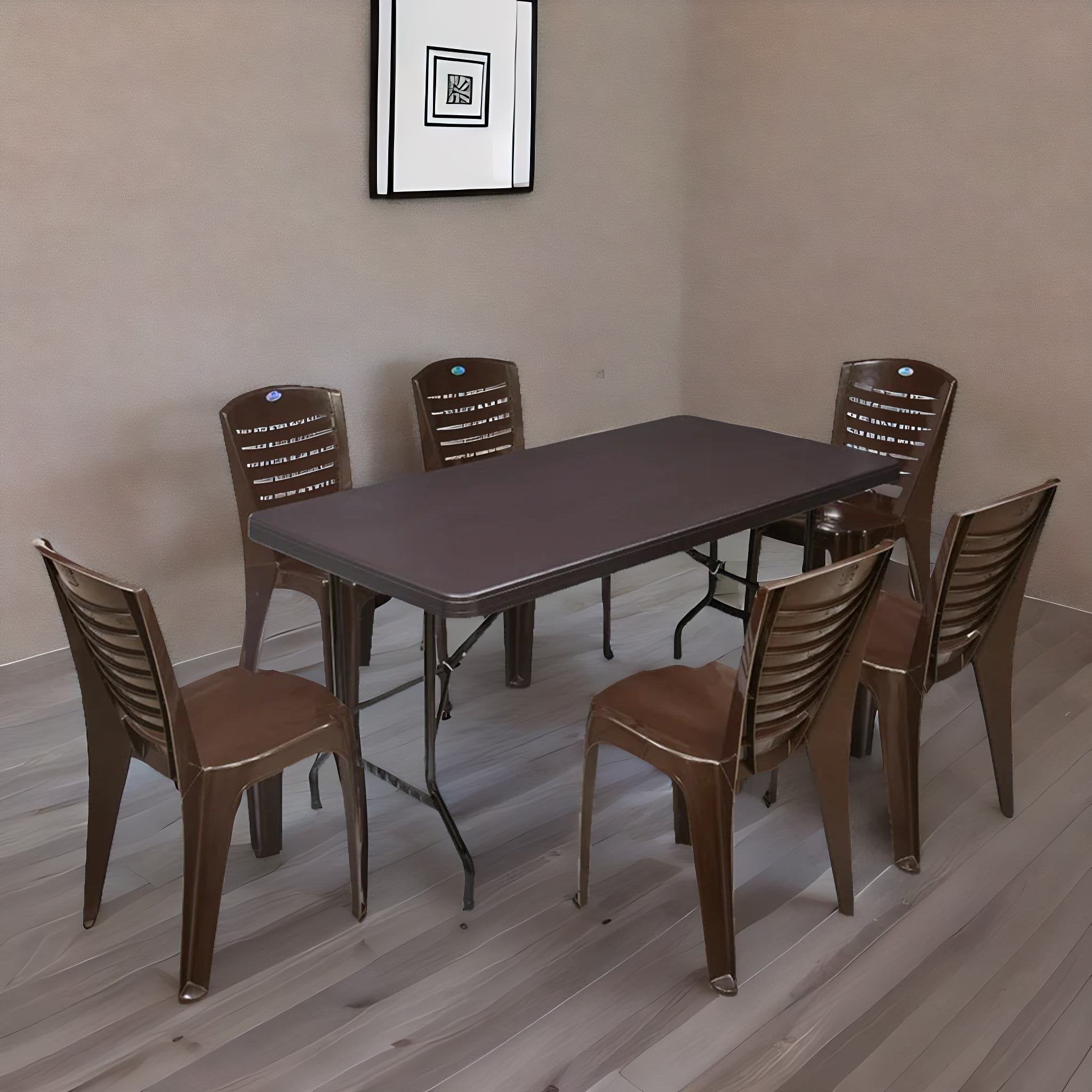 NILKAMAL CELEBRATION 1 + 6 CHAIR DINNING SET (WEATHER BROWN) — Nilkamal | VK Furniture Mangalore