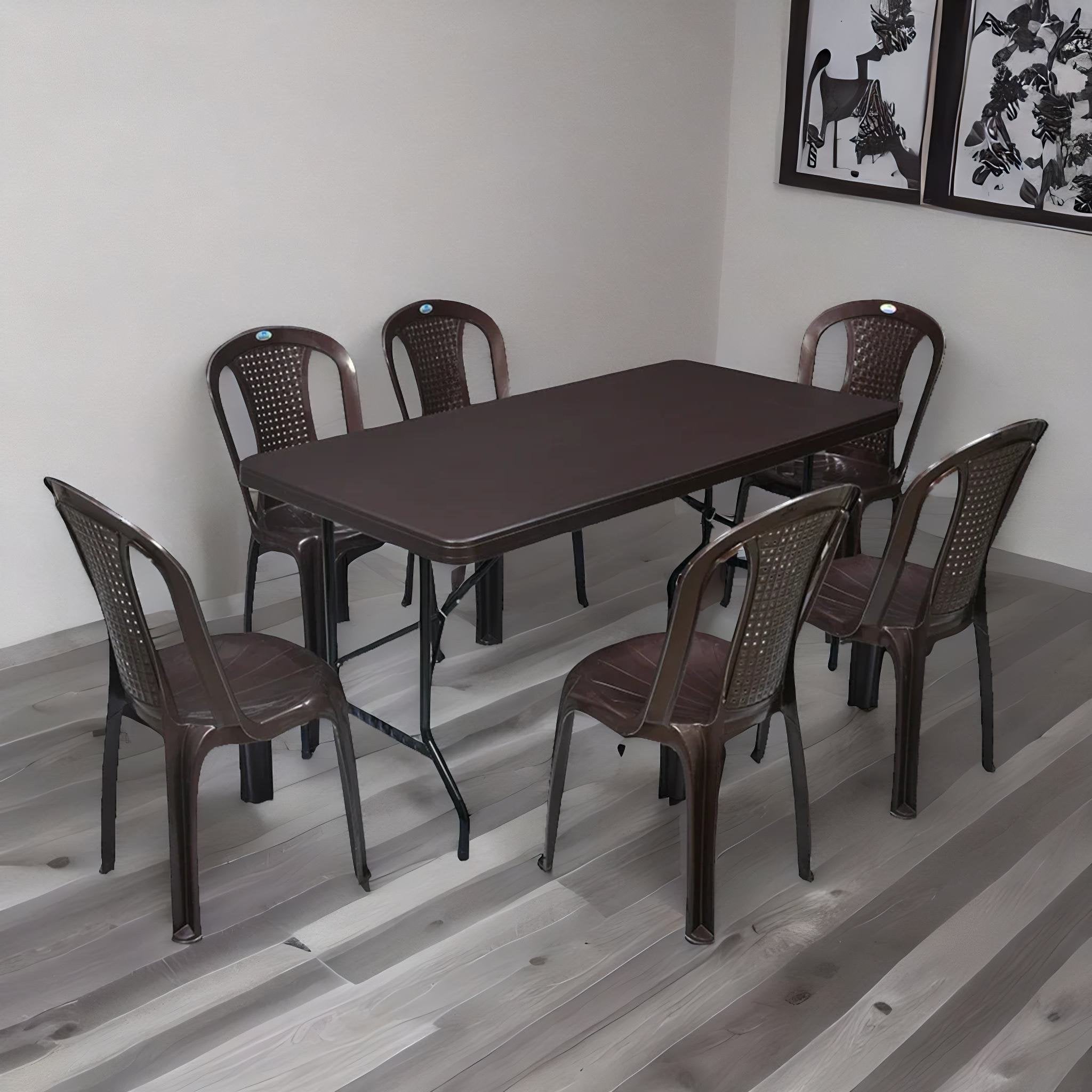 Nilkamal Celebration 1 + 6 Chair Plastic Dining Set — Nilkamal | VK Furniture Mangalore
