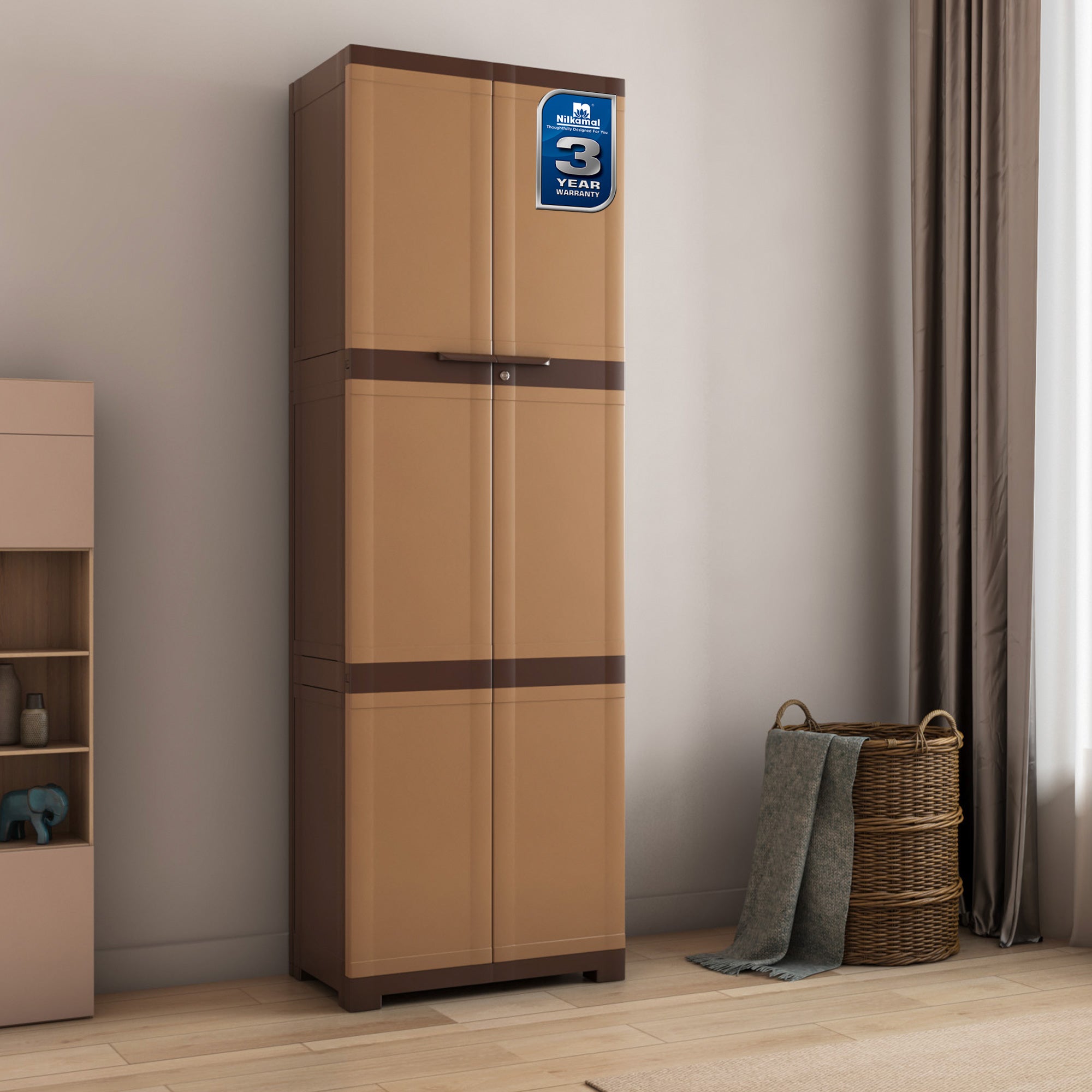 NILKAMAL FREEDOM MINI LARGE (FML) PLASTIC CABINET FOR STORAGE (SANDY & DARK BROWN) — Nilkamal | VK Furniture Mangalore