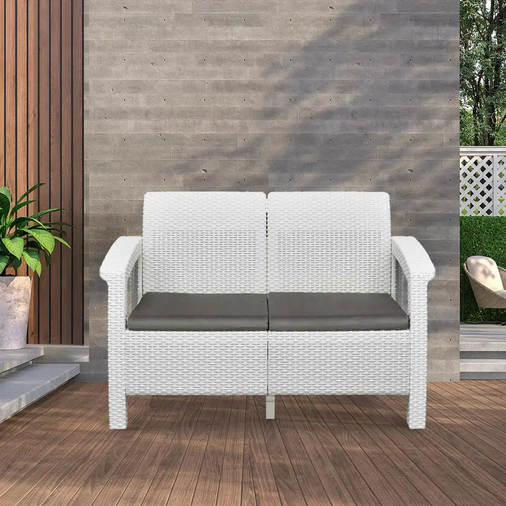 Nilkamal Goa Plastic 2 Seater Sofa with Cushion (Milky White and Grey)