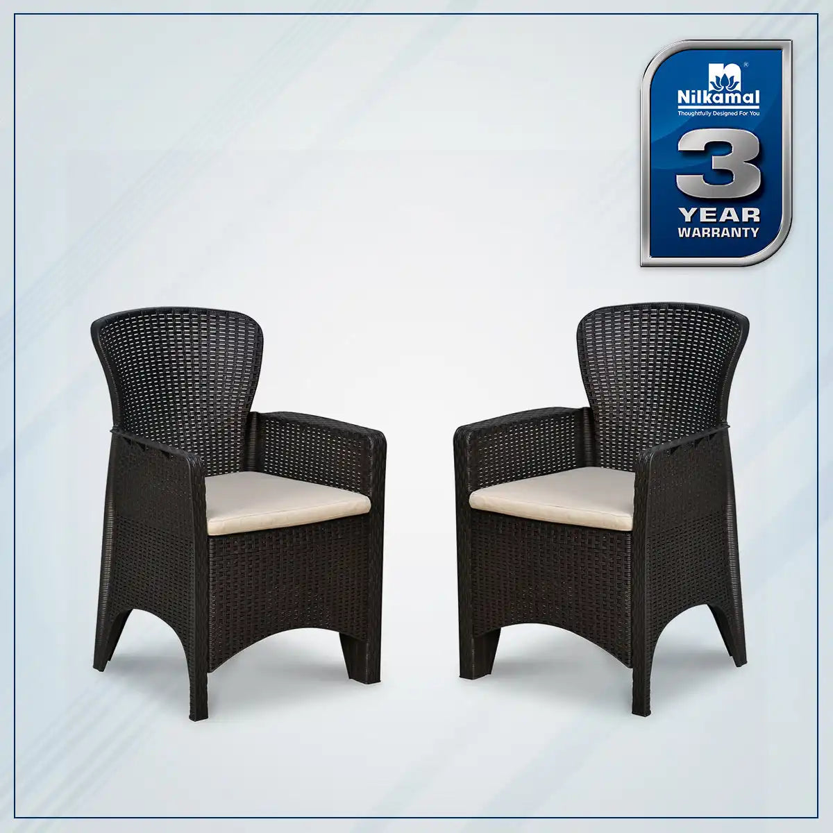 Nilkamal Breeze One Seater Plastic Sofa Chair with Cushion, Set of 2