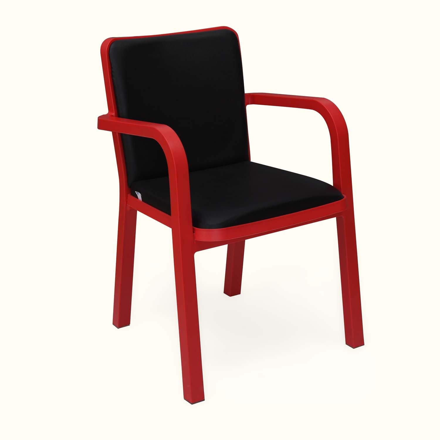 Nilkamal Luxe Full-Back Cushioned Plastic Chair (Bright Red & Black)