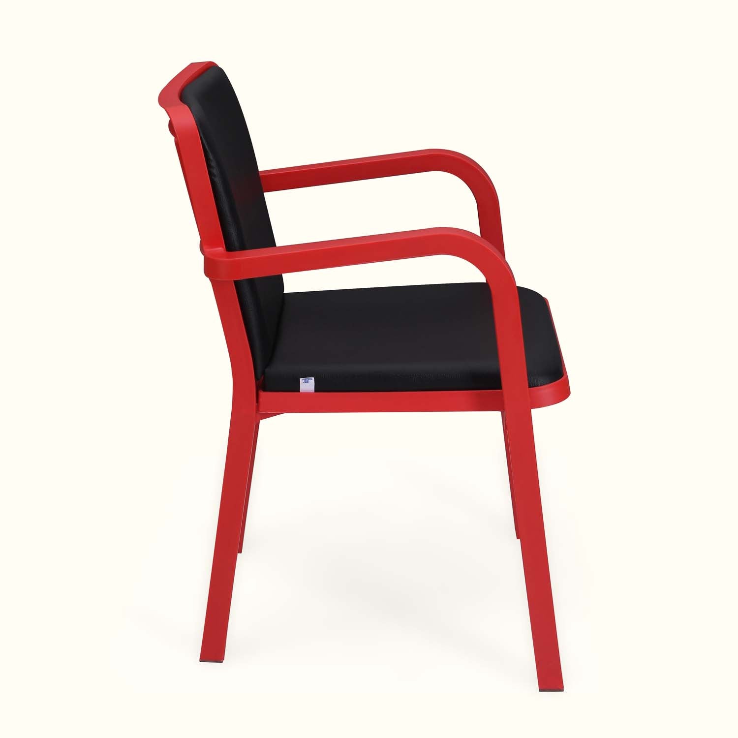 Nilkamal Luxe Full-Back Cushioned Plastic Chair (Bright Red & Black)