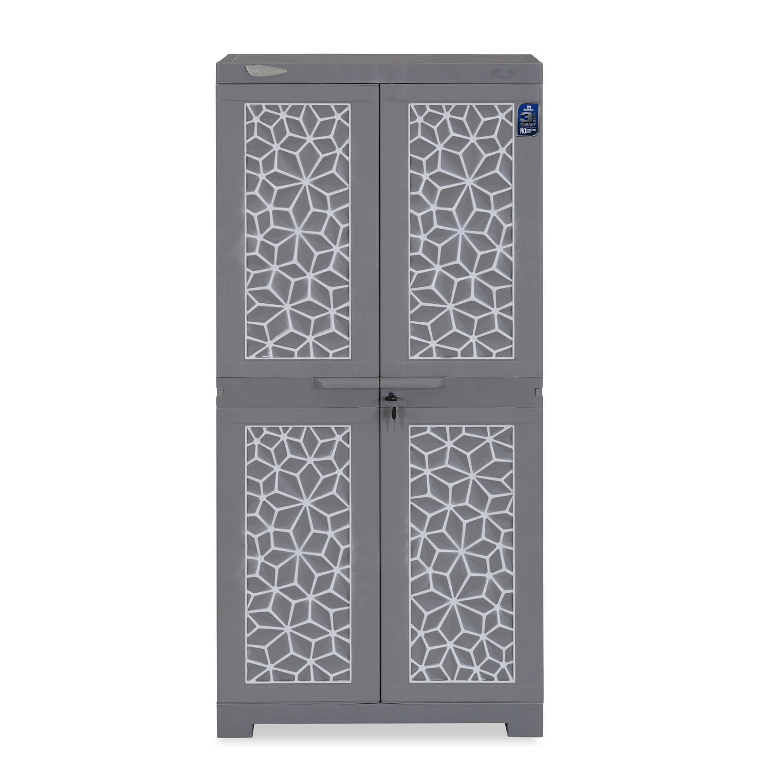 Nilkamal Freedom Star (FMSC18STR) Plastic Shoe Cabinet (Haze Grey & Milky White)