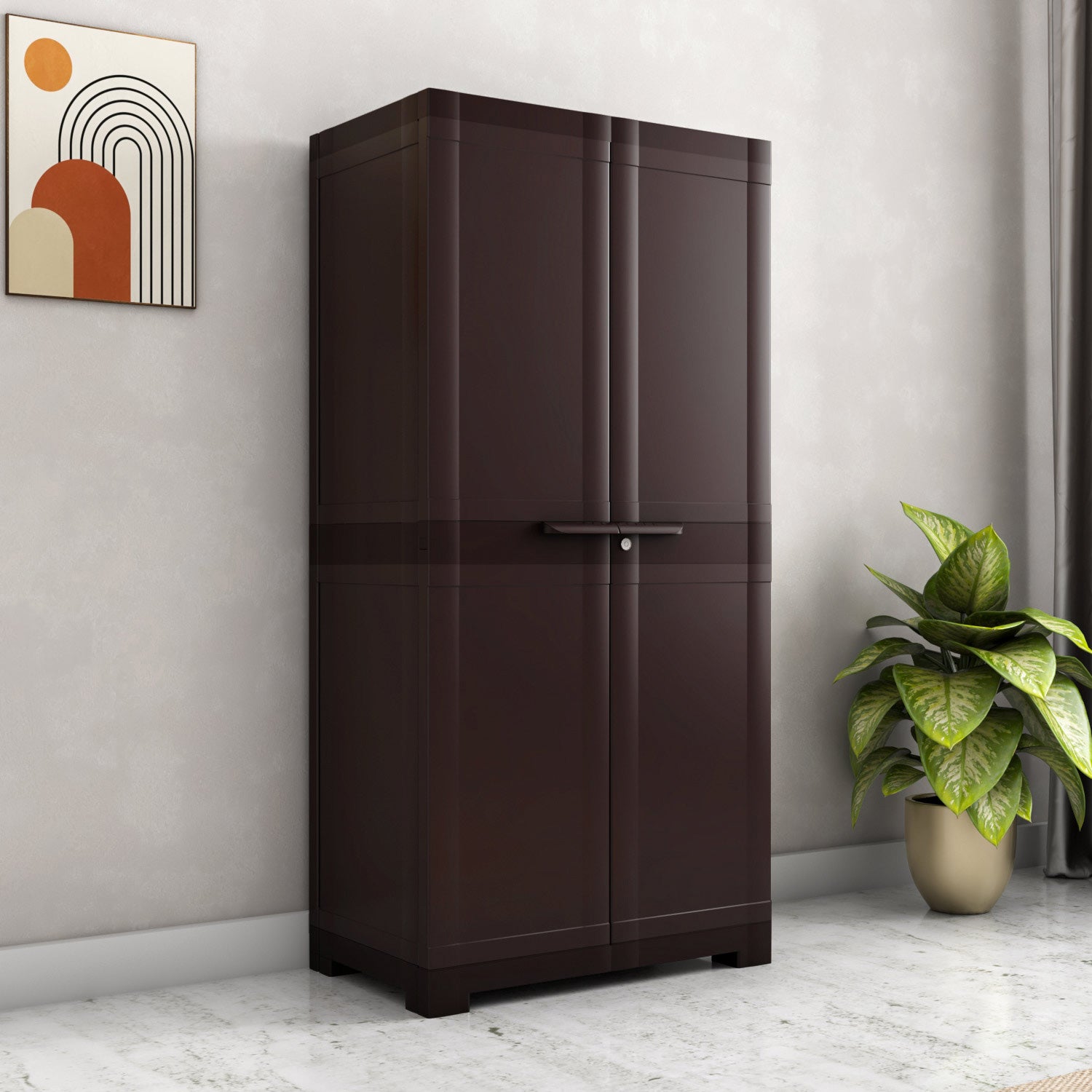 NILKAMAL FREEDOM FMM PLASTIC STORAGE CABINET (WEATHER BROWN) — Nilkamal | VK Furniture Mangalore