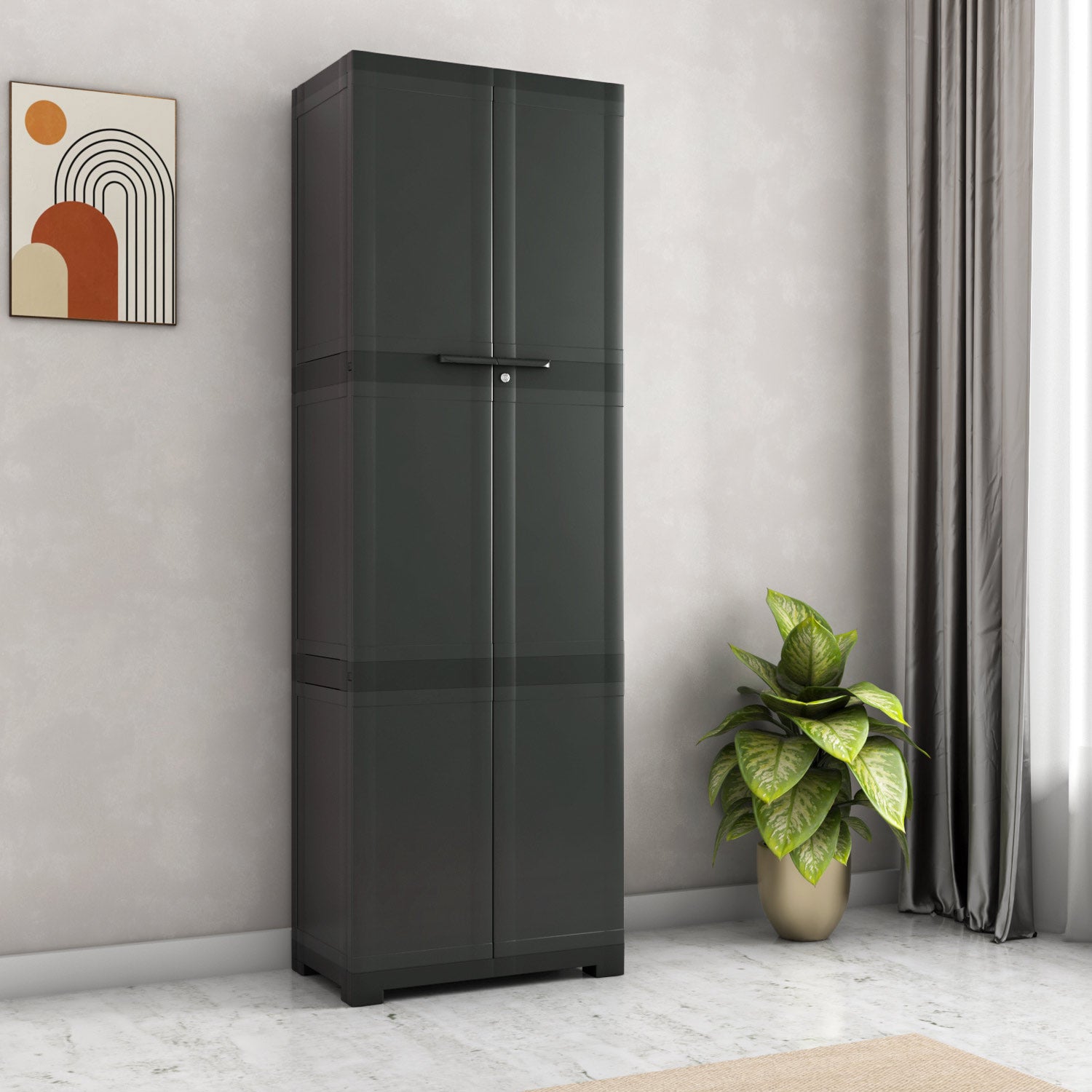 Nilkamal Freedom Large (FML) Plastic Storage Cabinet (Charcoal Grey) — Nilkamal | VK Furniture Mangalore