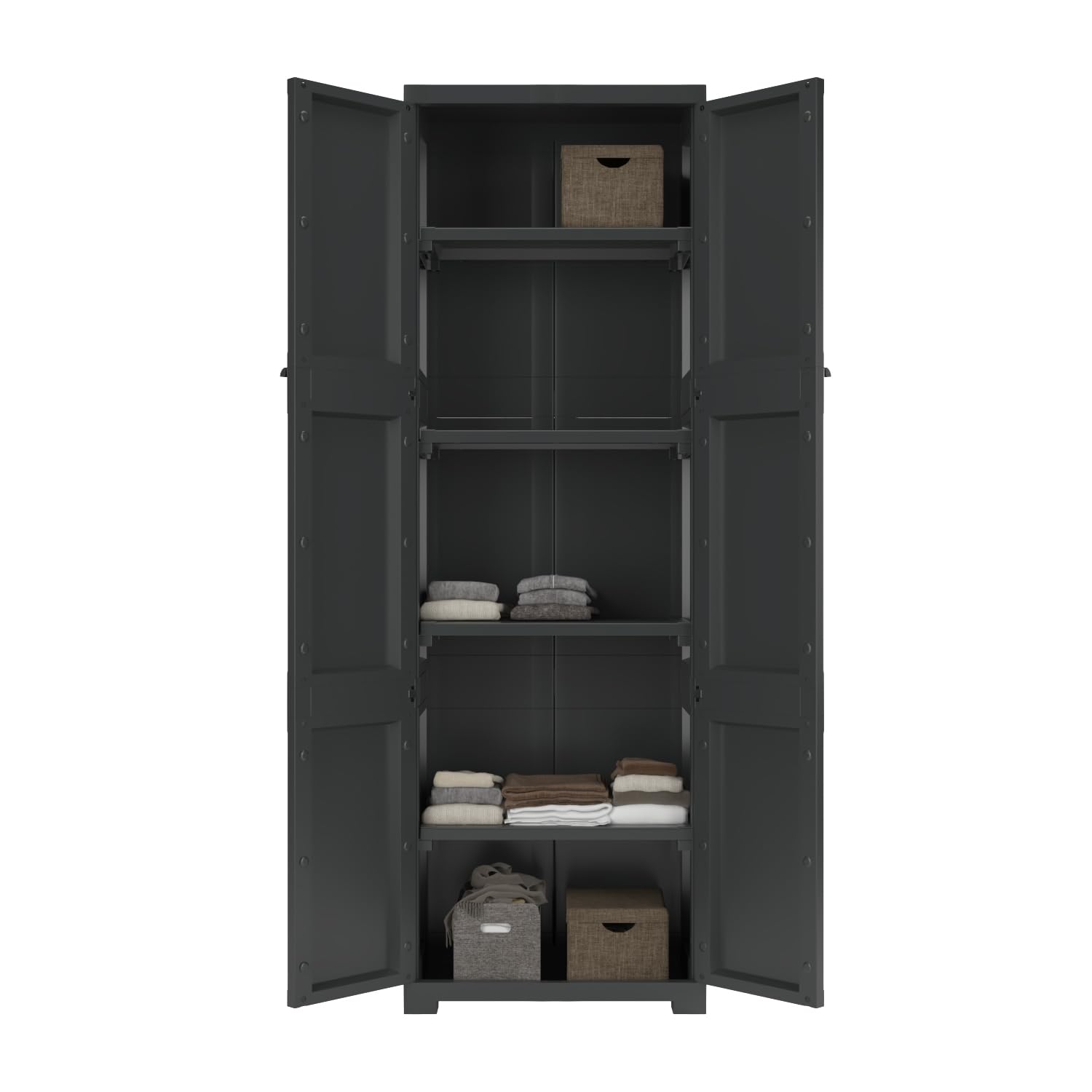 Nilkamal Freedom Large (FML) Plastic Storage Cabinet (Charcoal Grey)