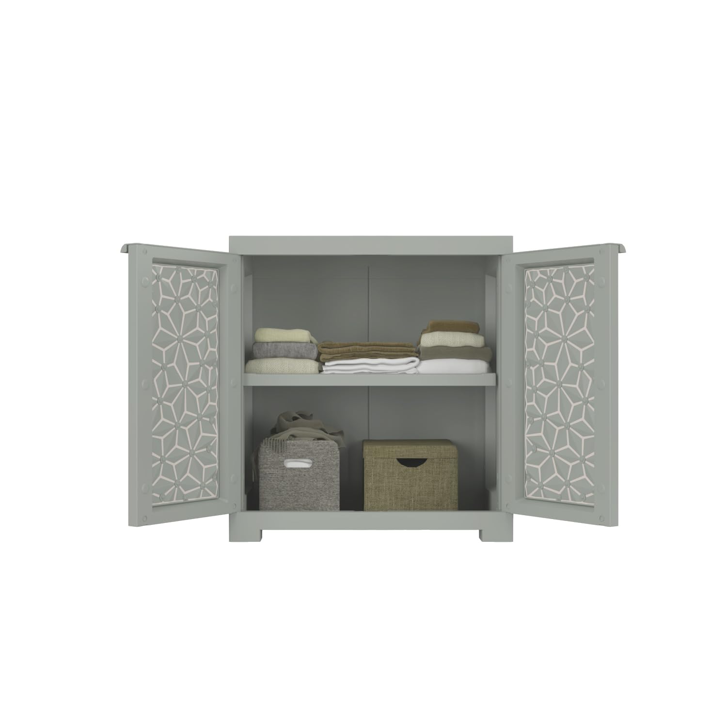 Nilkamal Freedom Star Small (FMSSTAR) Plastic Storage Cabinet (Haze Grey & Milky White)