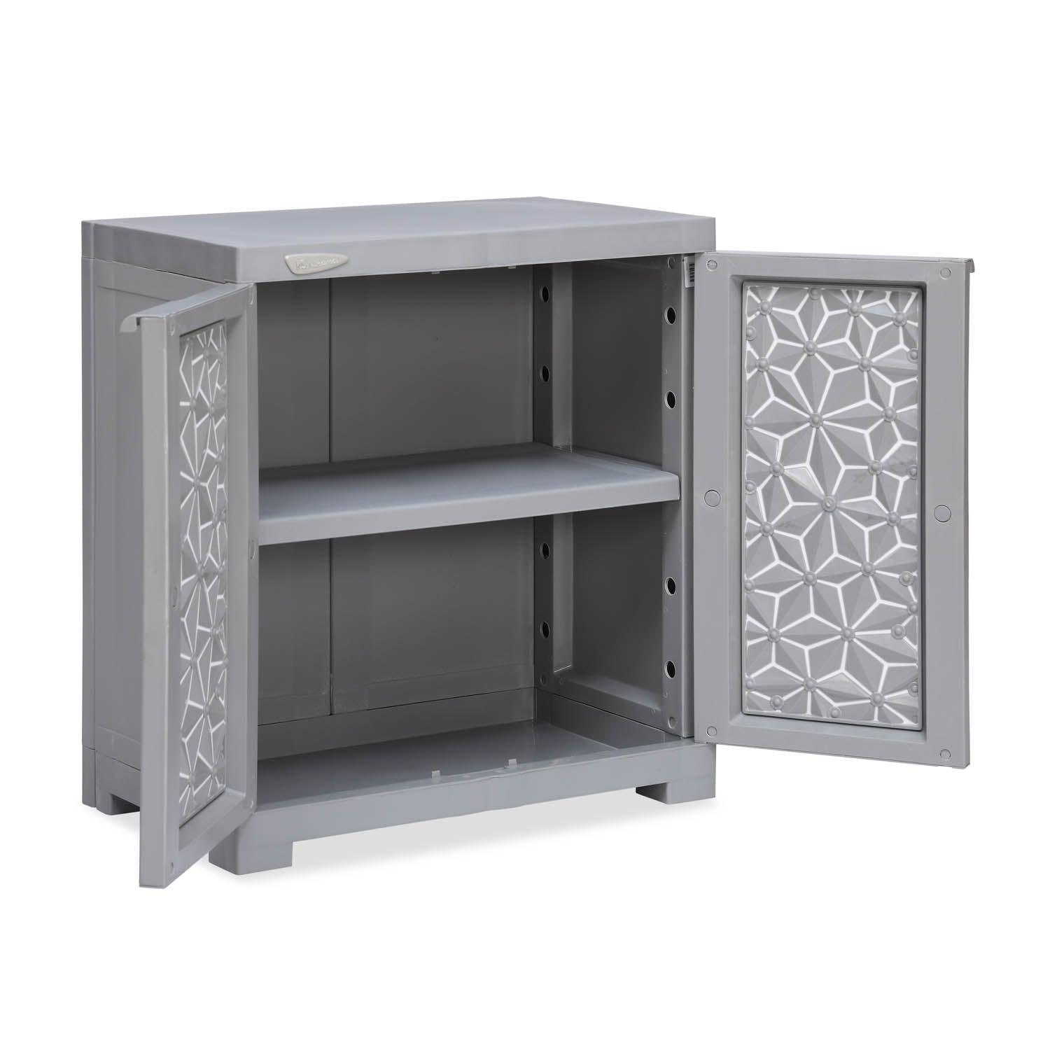 Nilkamal Freedom Star Small (FMSSTAR) Plastic Storage Cabinet (Haze Grey & Milky White)