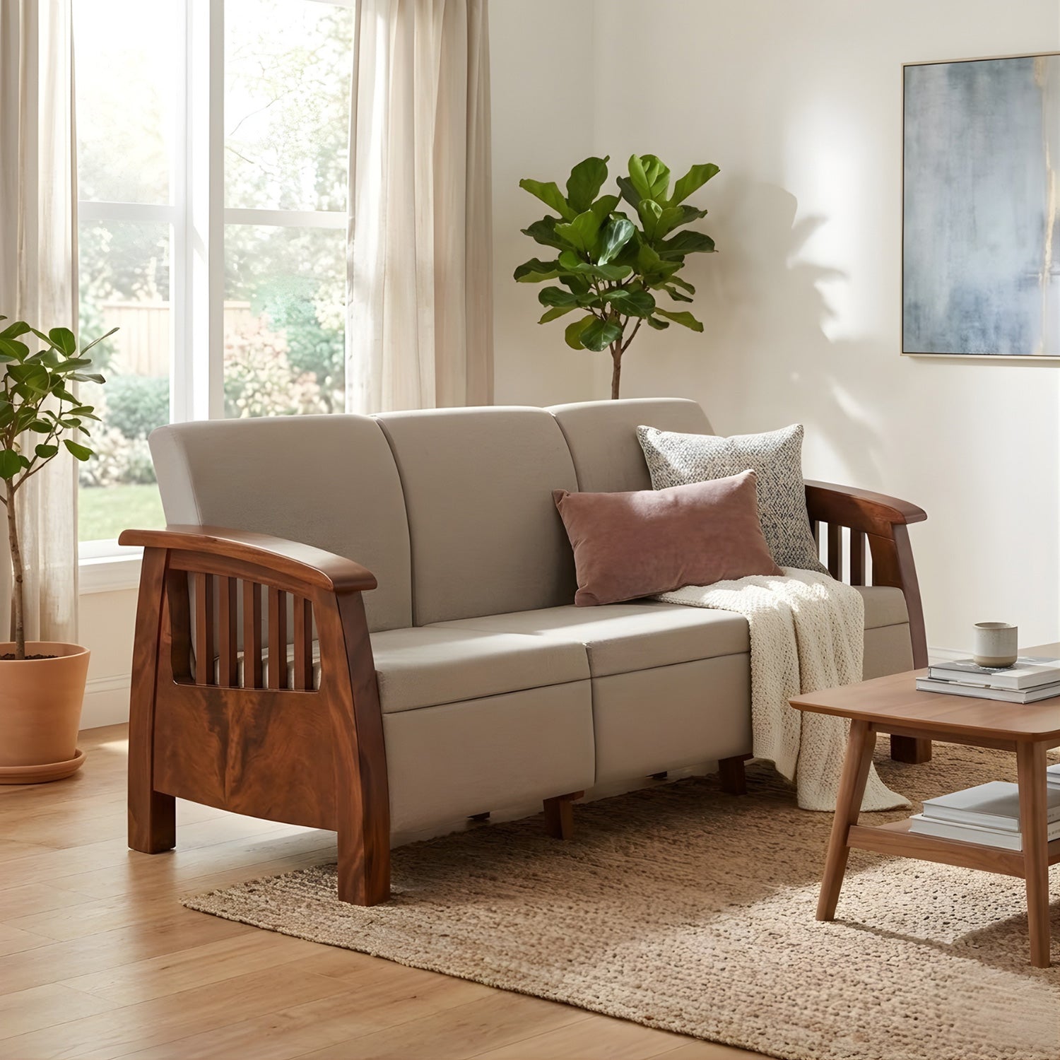 Nilkamal Aspire 3 Seater Plastic Sofa (Walnut) — Nilkamal | VK Furniture Mangalore