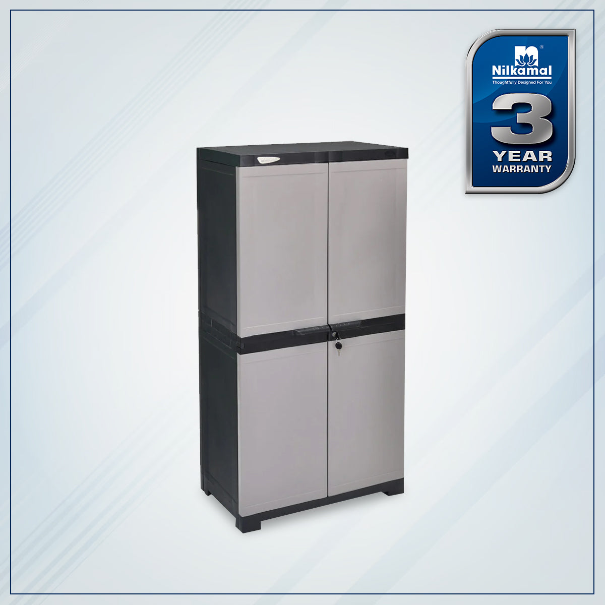 Nilkamal Freedom Mini Medium (FMM) Plastic Storage Cabinet/Bookshelf (Haze Grey/Charcoal Grey)