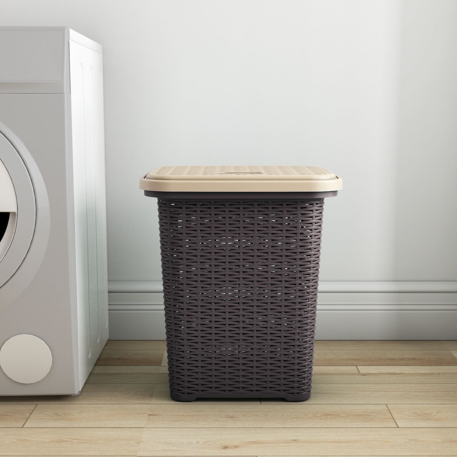 NILKAMAL ELEGANCE LAUNDRY BASKET 50 LITRE WITH LID (SEASON RUST BROWN & MARBLE BEIGE) — Nilkamal | VK Furniture Mangalore