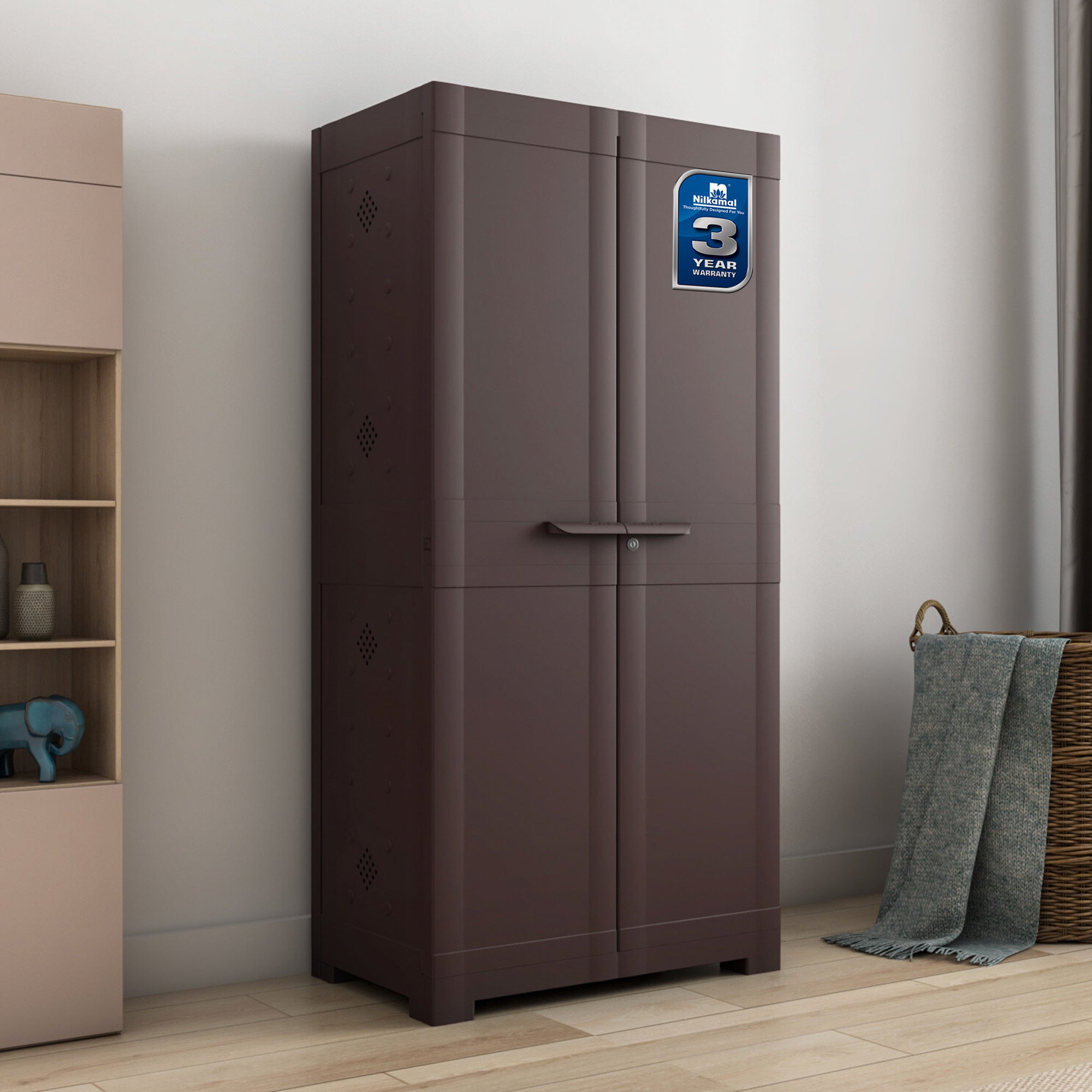 Nilkamal Freedom Large 18 (FMSC18) Shoe Rack Plastic Cabinet (Weather Brown) — Nilkamal | VK Furniture Mangalore