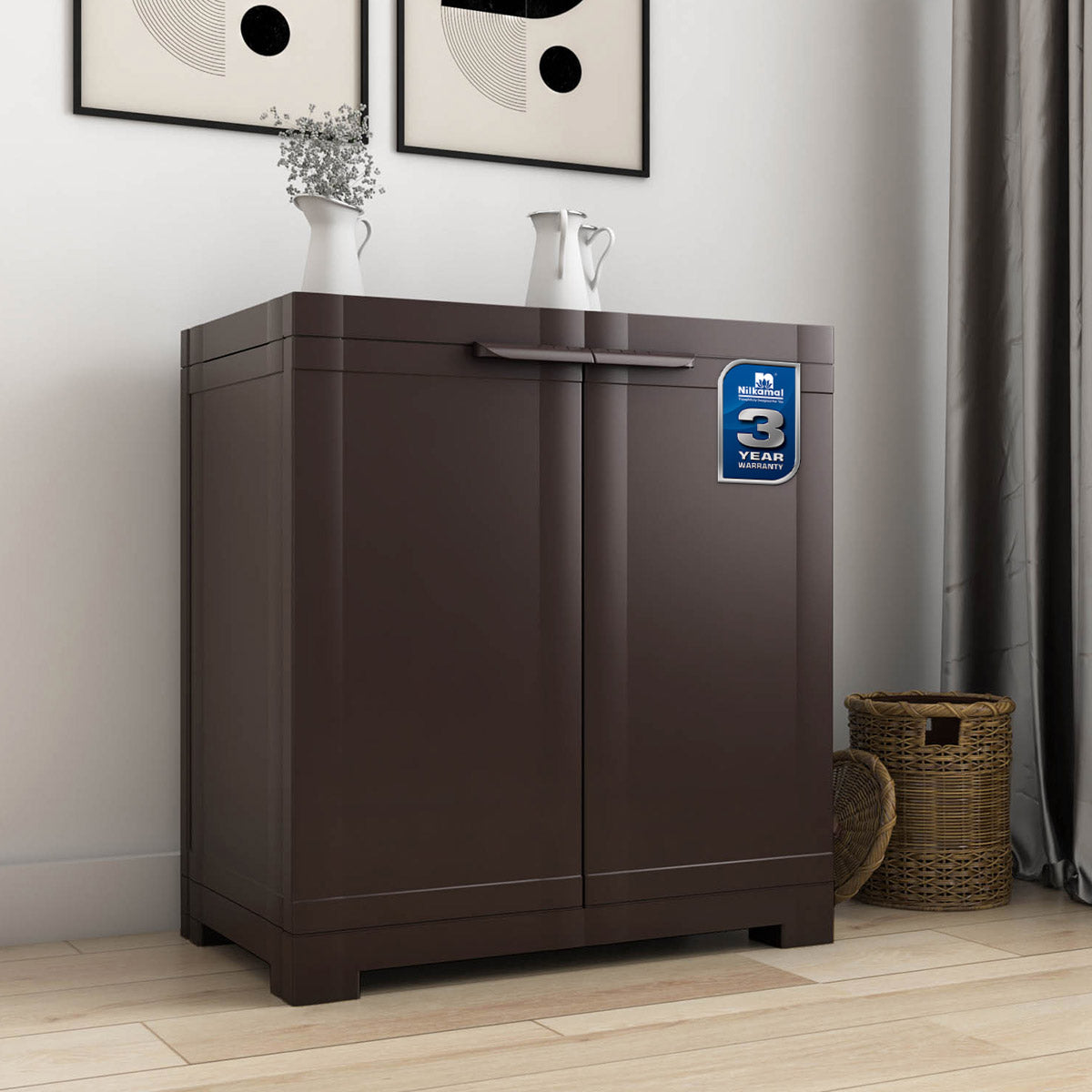 NILKAMAL FREEDOM MINI SMALL (FMS) PLASTIC STORAGE CABINET/BOOKSHELF (WEATHER BROWN) — Nilkamal | VK Furniture Mangalore