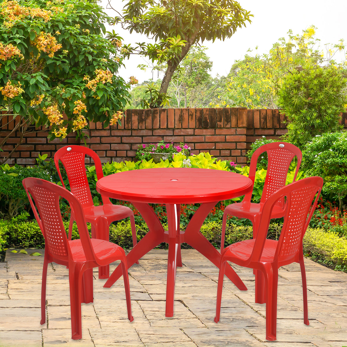 Nilkamal Meridian Kross Leg 4 Seater Dining Set
