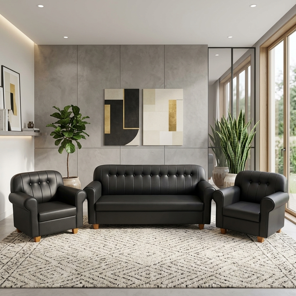 VK REXINE SOFA SET — VK Furniture & Electronics | VK Furniture Mangalore