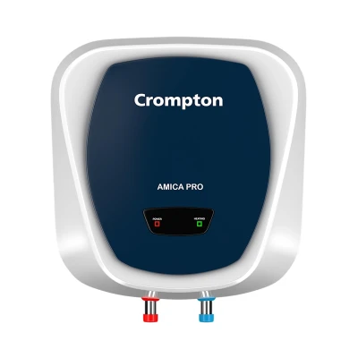 Crompton Amica Pro 15 Ltr Storage Water Heater | 2000W Heating Element | 5 Star BEE Rated | Glassline Tank |Rust-Proof Body | High-Rise Compatible | 2Y Product & Element, 5Y Tank Warranty (White-Blue) — VK Furniture & Electronics | VK Furniture Mangalore