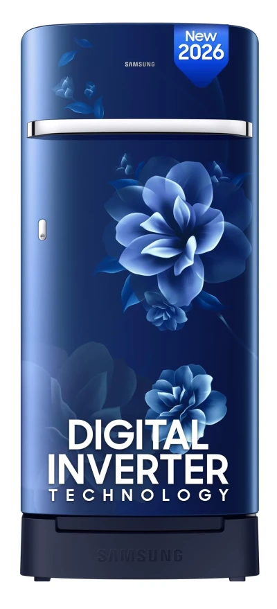 Samsung 189 L, 5 Star, Digital Inverter, Direct-Cool Single Door Refrigerator (RR21H2H25CU/HL, Camellia Blue, Base Stand Drawer, Single Touch Defrost, 2026 Model)