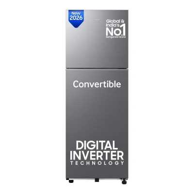 Samsung 256 L, 3 Star, Convertible, Digital Inverter Frost Free Double Door Refrigerator (RT40H30U3THL, Silver, Refined Inox, 2026 Model)