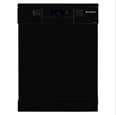 Faber 14 Place Free Standing Dishwasher|8 Wash Programs| LED Display| Adjustable Racks | Auto Power Wash| Child Lock | 2Yr Comprehensive & 10Yr Cavity Warranty |FFSD 8PR 14S, Black Finish — VK Furniture & Electronics | VK Furniture Mangalore