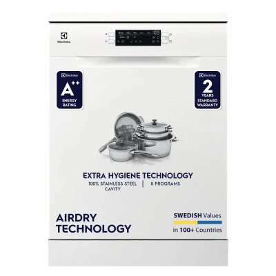 Electrolux 13 Place Settings Dishwasher Machine for Home, Fully Automatic with AirDry, In-Built Heater, White, UltimateCare 300, ESA47220SW — VK Furniture & Electronics | VK Furniture Mangalore