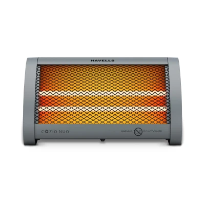 Havells Cozio Nuo Room Heater| Dual Heat Setting 400/800 Watt| Dual Quartz Heating Rods| Silent Operation| Tip Over Protection| Fire Retardant Material| Anti Rust Reflector| 2 Year Warranty(Grey)