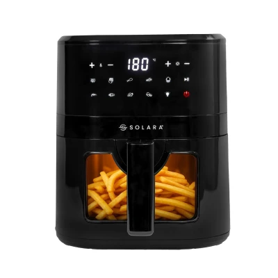 SOLARA Air Fryer For Home 4.5L with See Through Window, 10 Preset menus, 360Â° High Speed Air Circulation for Fry, Grill, Roast & Bake,Uses upto 90% less fat, 1500 Watts, Digital Touch Control, Black