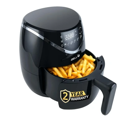 iBELL 3.2L Air Fryer For Home |800W, Feather Touch Control, 6 Preset Cooking Modes, Adjustable Temperature, One Basket with Steam Rack, Oil-Free Healthy Cooking (Black)