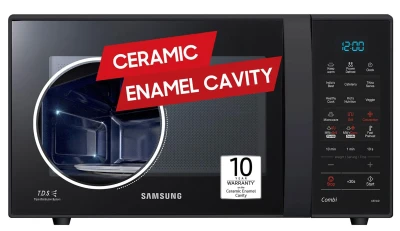 Samsung 21 L, Convection Microwave Oven (CE73JD-B1/XTL, Black, Various Cooking Modes, Pre heat, Eco Mode, Power Defrost, Auto Cook, Wire Rack, Ceramic Enamel Cavity with 10 year warranty)