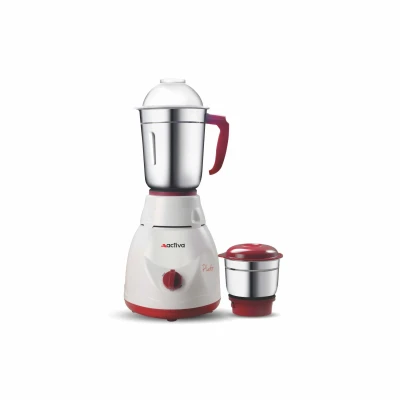 ACTIVA Pluto 500W Mixer Grinder with 2 Jars | 20000 RPM High Speed Motor | Shock Proof ABS Body | Heavy Duty Mixer Grinder for Kitchen | Stainless Steel Jars | 2 Years Warranty | White