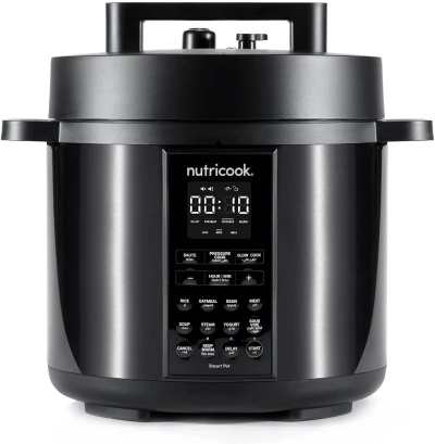 Nutricook Smart Pot 2 Stainless Steel 6 QT (5.7L), 1000W 9-in-1 Instant Programmable Electric Pressure Cooker, Slow Cooker, Rice Cooker, Steamer, SautÃ© Pot, Sous Vide, Smart Lid, 2-Year Warranty