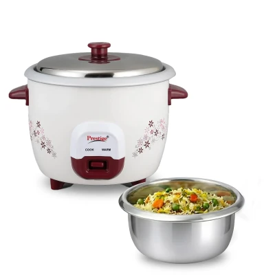 Prestige PRWO ?1.5 litreRice Cooker with Dual control panel|Detachable power cord|Durable body|Cool touch handles|Red|1 year warranty on product & 5 years warranty on heating plate