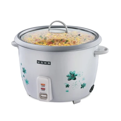 USHA RC18GS1 Steamer 700 Watt Automatic Rice Cooker 1.8 litres with Powerful Heating Element, Keep Rice Warm for 5 Hrs, Steamer, Trivet Plate & More Accessories, 5 Yrs Warranty (White)