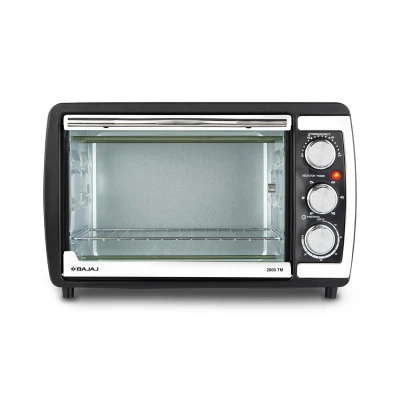Bajaj 2000TM 20Ltr Oven Toaster Griller (20L OTG) | 1400 Watts Oven For Kitchen | Grilling, Baking, Toasting & Rotisserie | Transparent Glass Door | Temperature & Timer Control | 2 Yr Warranty ã€Blac