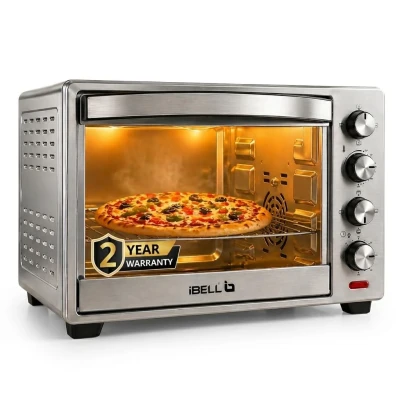 iBELL 30L OTG Oven with Convection & Rotisserie, Stainless Steel Body, Temperature & Timer Control | SS30LGDLX (Silver)
