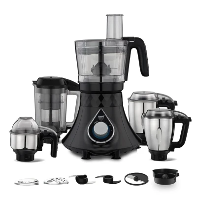 Preethi Zodiac Cosmo 750 Watts Mixer Grinder, 5 Jars (1 Food Processor Jar, 3 Stainless Steel Jars, Juicer Jar),Atta Kneading,Cube Cutting,Powerful Grinding,2 Year Warranty,Lifelong Free Service,Black