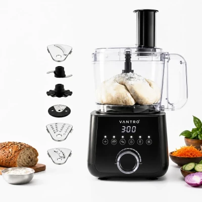 VANTRO 1000W Food Processor with 2L Bowl â€“ Multi-Purpose Kitchen Appliance for Chopping, Slicing, Dough Kneading & Grinding | Powerful Motor, Easy Clean Design